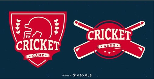 Distintivo de esportes do jogo de críquete vermelho