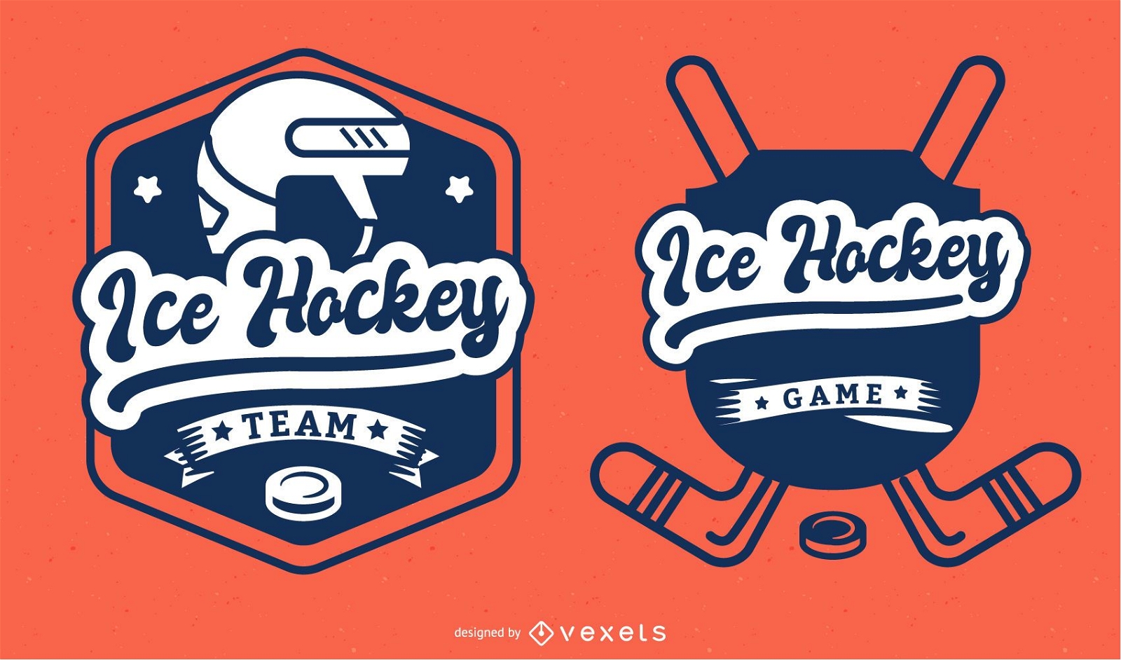 Ice hockey game badge set
