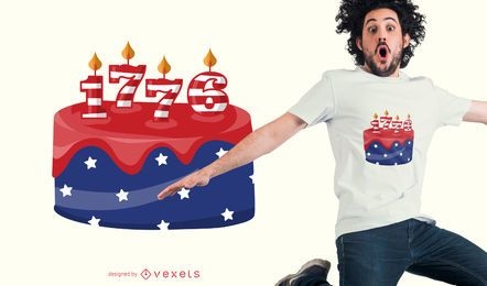Diseño de camiseta de pastel de cumpleaños de EE. UU.