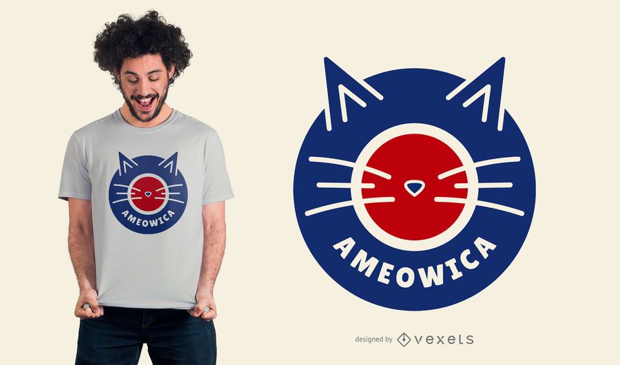 Ameowica cat t-shirt design Ameowica cat t-shirt design