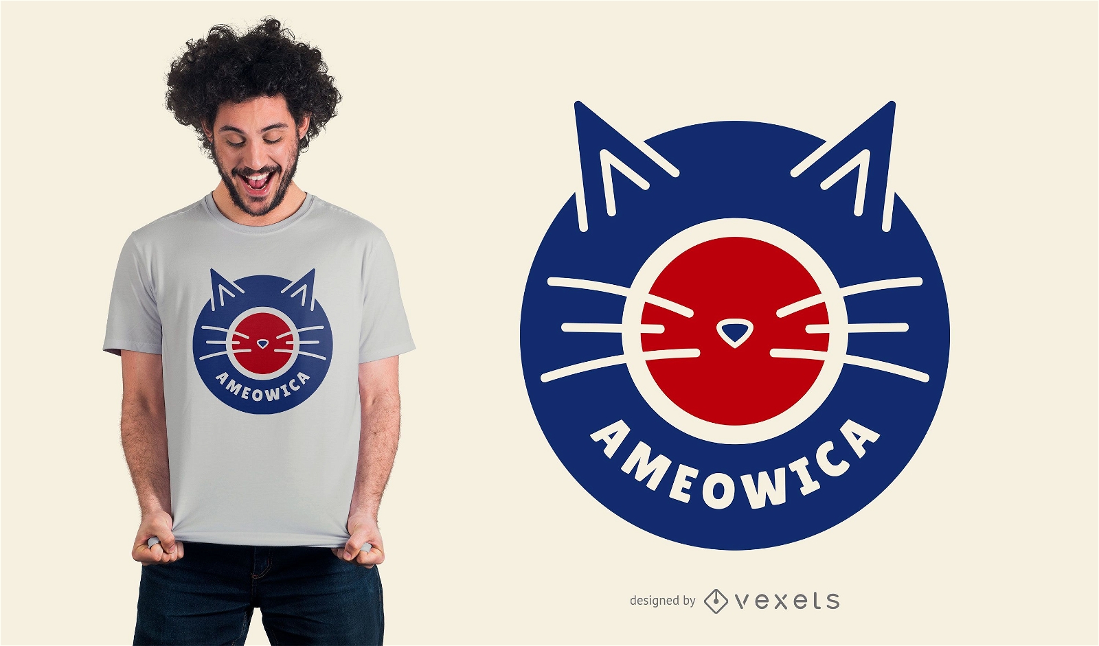 Design de t-shirt do gato Ameowica