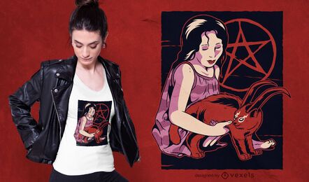Diseño de camiseta Demon Cat
