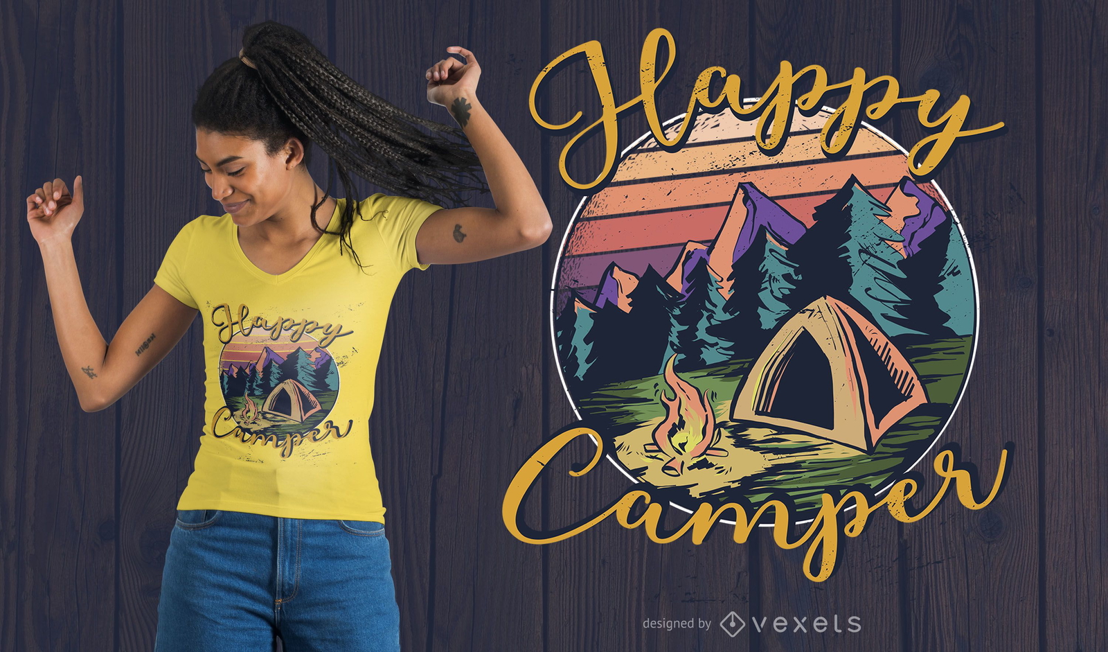 Diseño De Camiseta Happy Camper Lettering - Descargar Vector