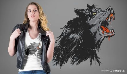 Diseño de camiseta de hombre lobo aullando