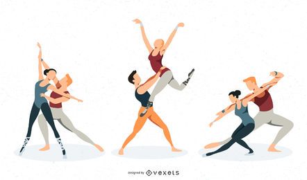 Conjunto de vetores de dança de balé Conjunto de vetores de dança de balé
