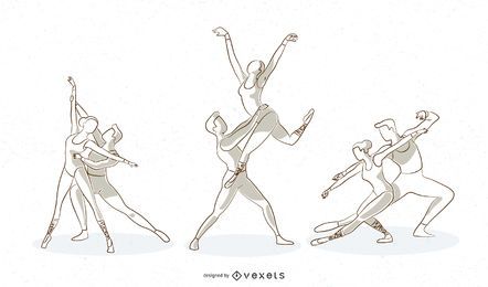 Conjunto de vectores de línea de ballet