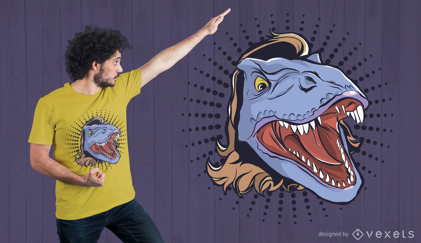 Design de camiseta T-Rex Mullet