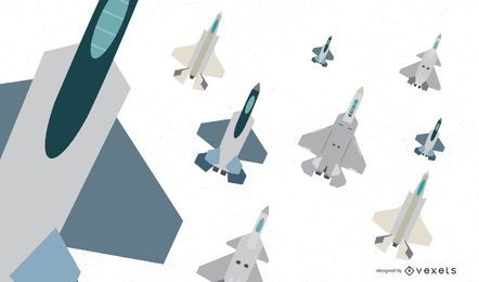 Fighter Aircraft Flat Vector Collection