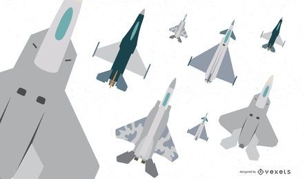 Flat Fighter Aircraft Vector Pack