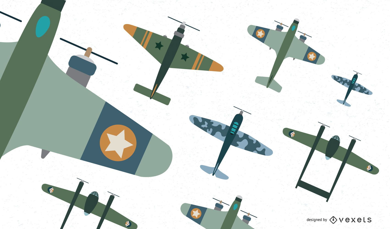 Classic Aircraft Fighter Flat Vector Collection