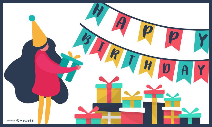 Design de cartão colorido de aniversário Design de cartão colorido de aniversário