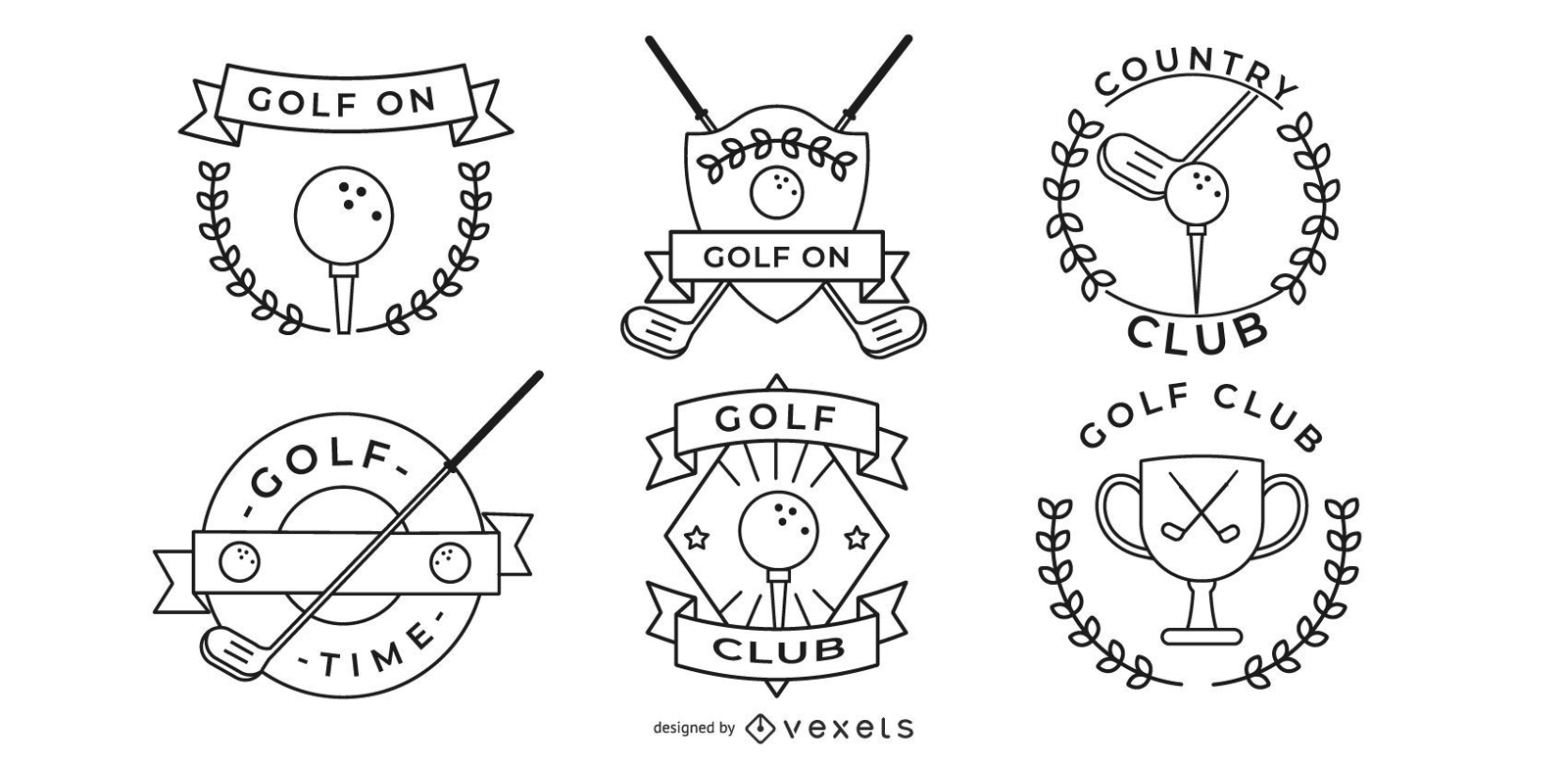 designs minimalistas de crachás de golfe