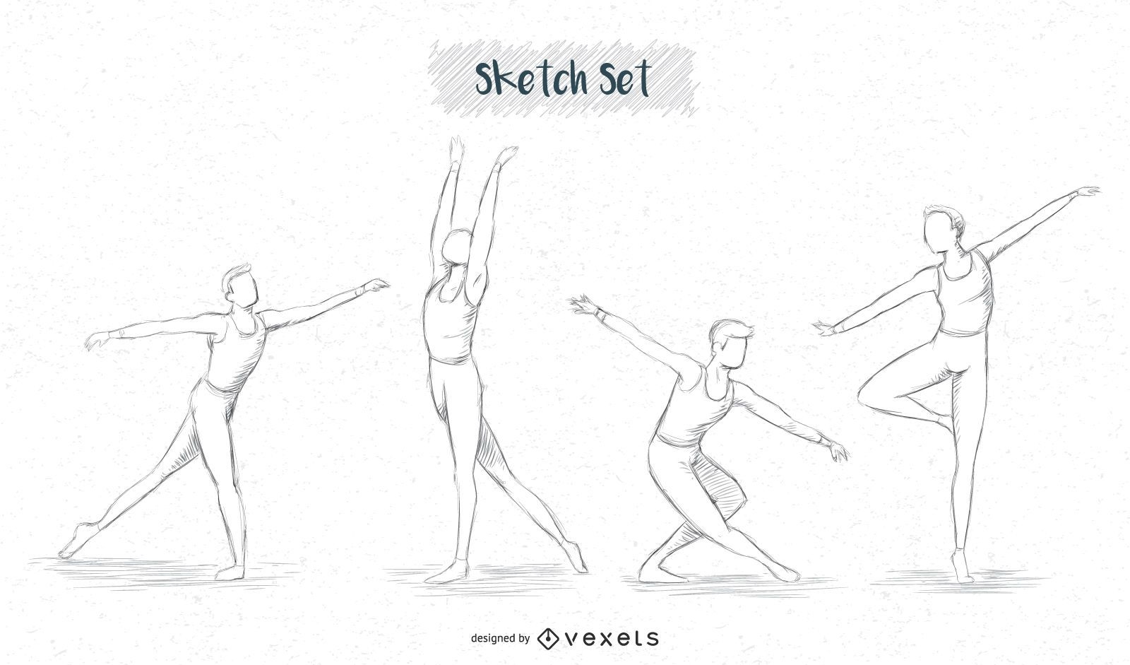 ballet dancer sketch set