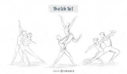 Ballet couple sketch set Ballet couple sketch set