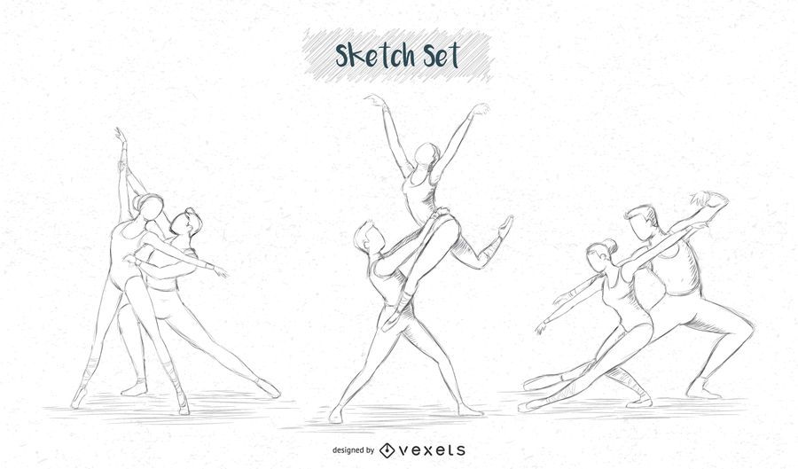 Ballett paar Skizzensatz Ballett paar Skizzensatz