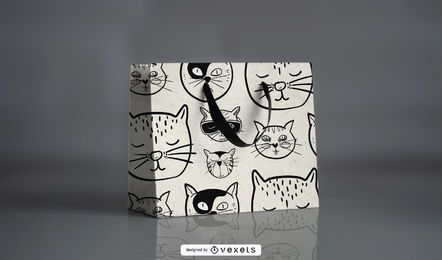 Cartoonish Cat Pattern Design