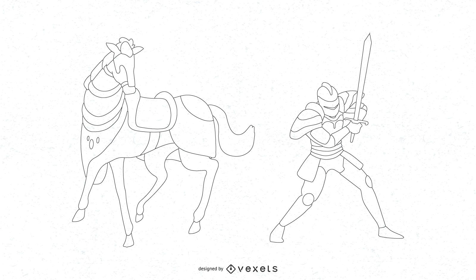 Desenho vetorial de linha de cavaleiro