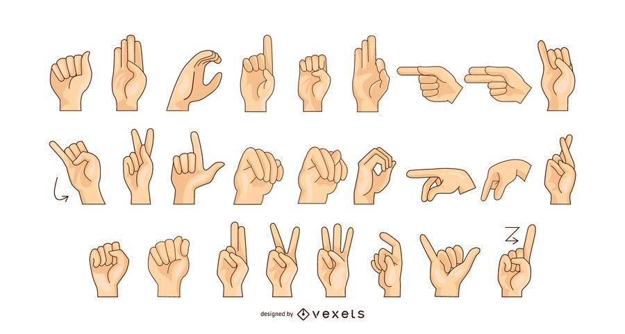 Gráfico de vetor de alfabeto de língua de sinais Gráfico de vetor de alfabeto de língua de sinais