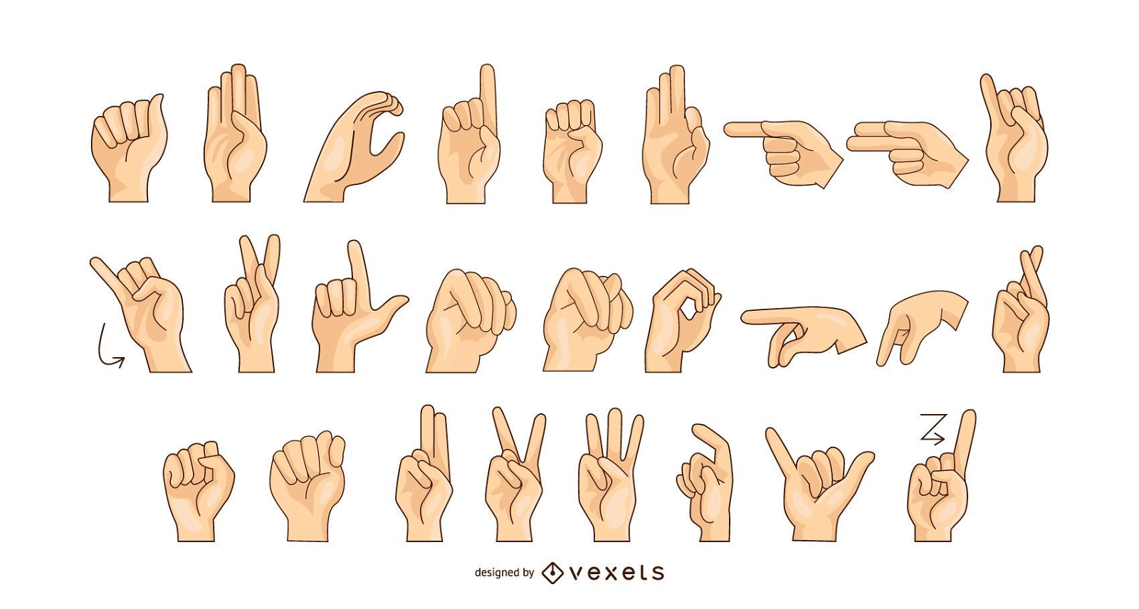 tabla de vector de alfabeto de lenguaje de señas descargar vector
