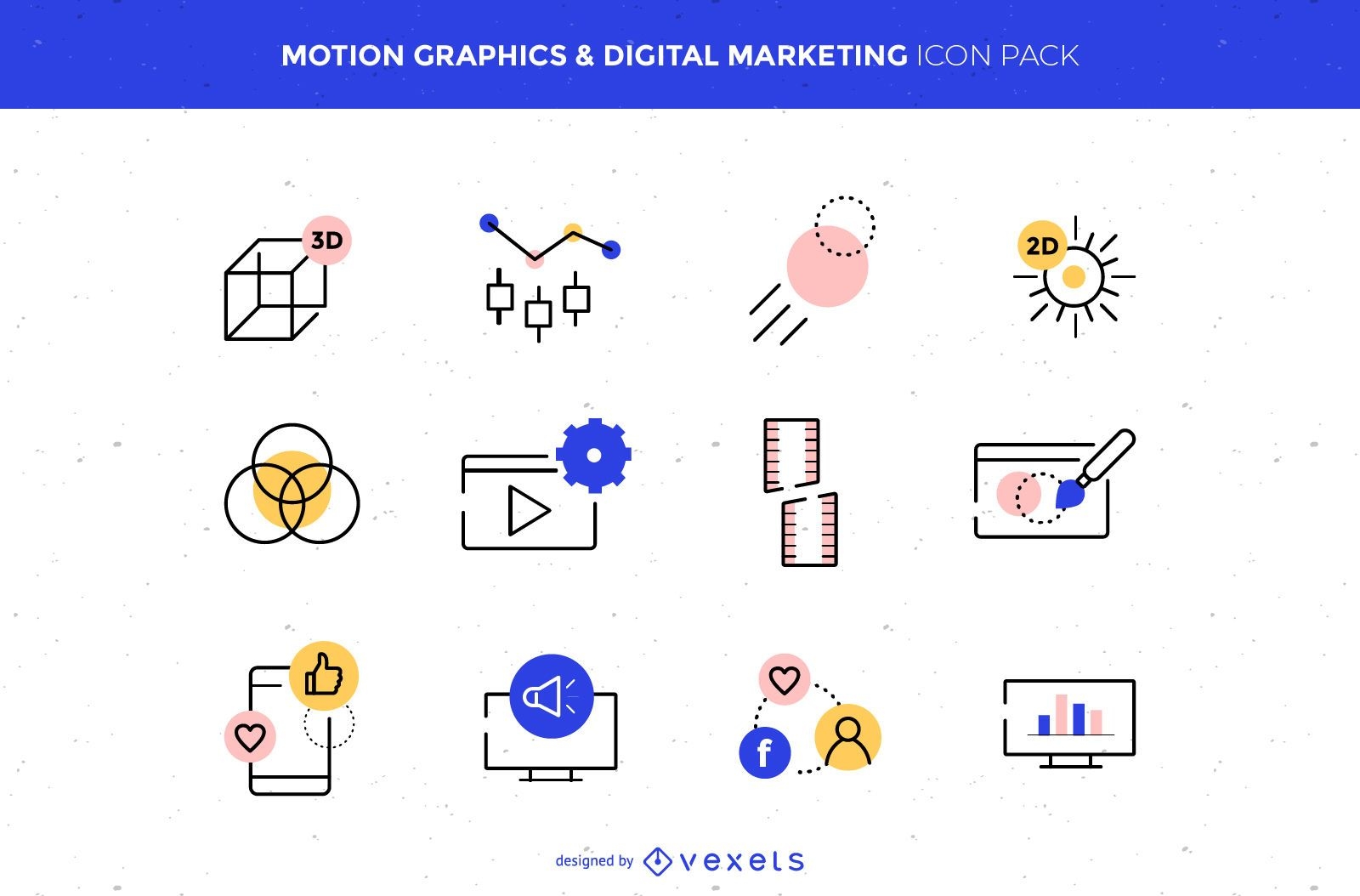 Pacote de ícones de marketing digital