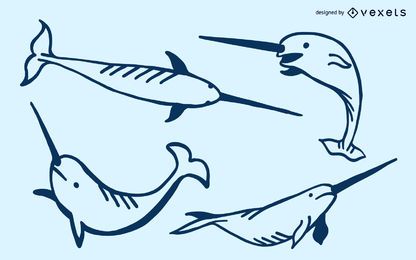 Narwhale Doodle Set Narwhale Doodle Set
