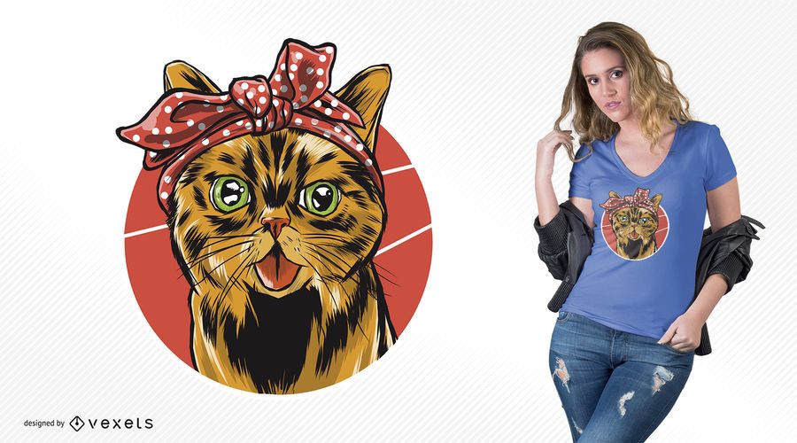 Download Bandana Cat T-shirt Design - Vector Download