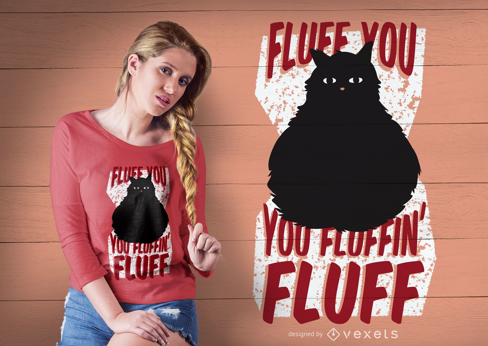 Design de t-shirt de gato fofo