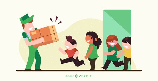 Paquete de entrega Ilustración Diseño Paquete de entrega Ilustración Diseño