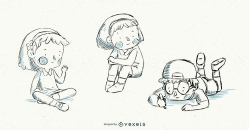 Kinder Illustration Vektor Set