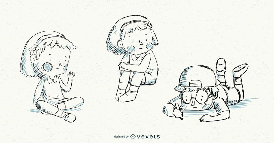 Conjunto de vectores de ilustración de niños Conjunto de vectores de ilustración de niños
