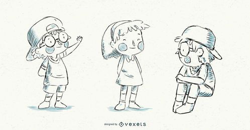 Illustrierter Vektor Kinder Set
