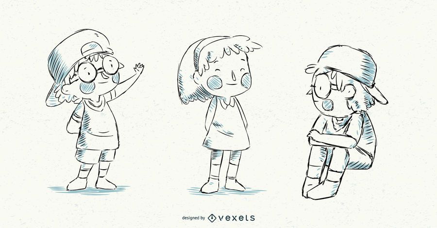 Vector ilustrado conjunto de niños Vector ilustrado conjunto de niños