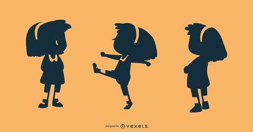 Conjunto de vectores de silueta de niña pequeña Conjunto de vectores de silueta de niña pequeña