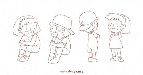 Kids Interacting Vector Set Kids Interacting Vector Set