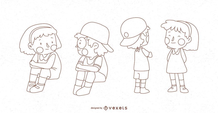 Kids Interacting Vector Set Kids Interacting Vector Set