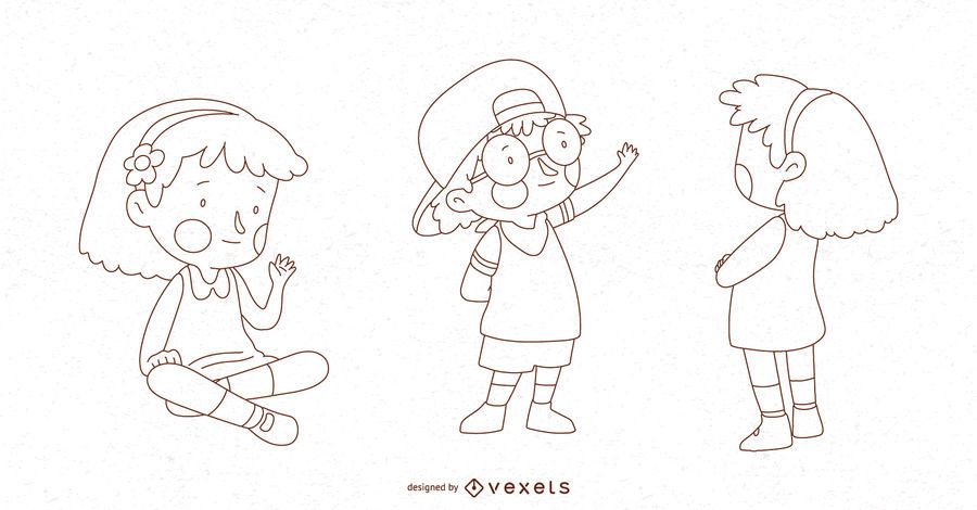 Children Pose Vector Set Children Pose Vector Set