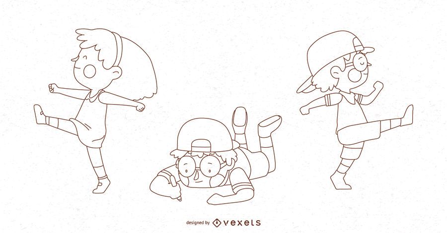 Conjunto de ilustración de Poses de niños Conjunto de ilustración de Poses de niños