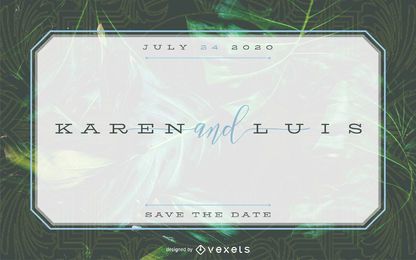 Wedding leaves and lines Invitation Template
