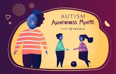 Gráfico vectorial del mes de la conciencia del autismo