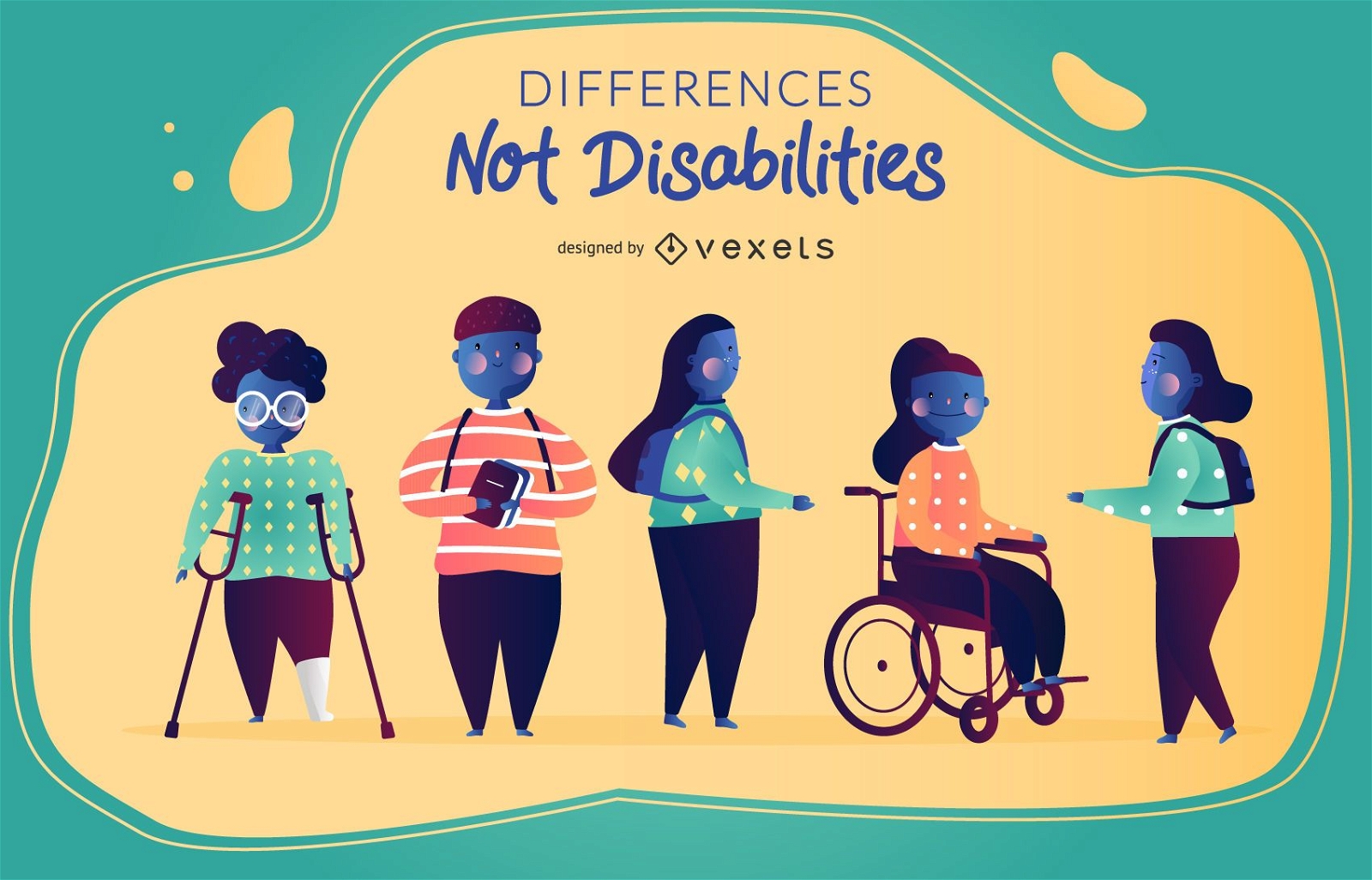 Ilustração de diferenças não de deficiências