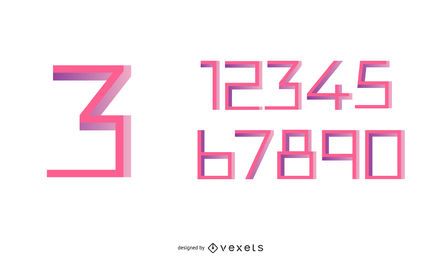 Number Shadow Gradient Style Number Shadow Gradient Style