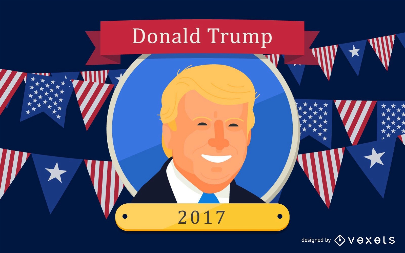 Desenho animado do presidente dos EUA Donald Trump