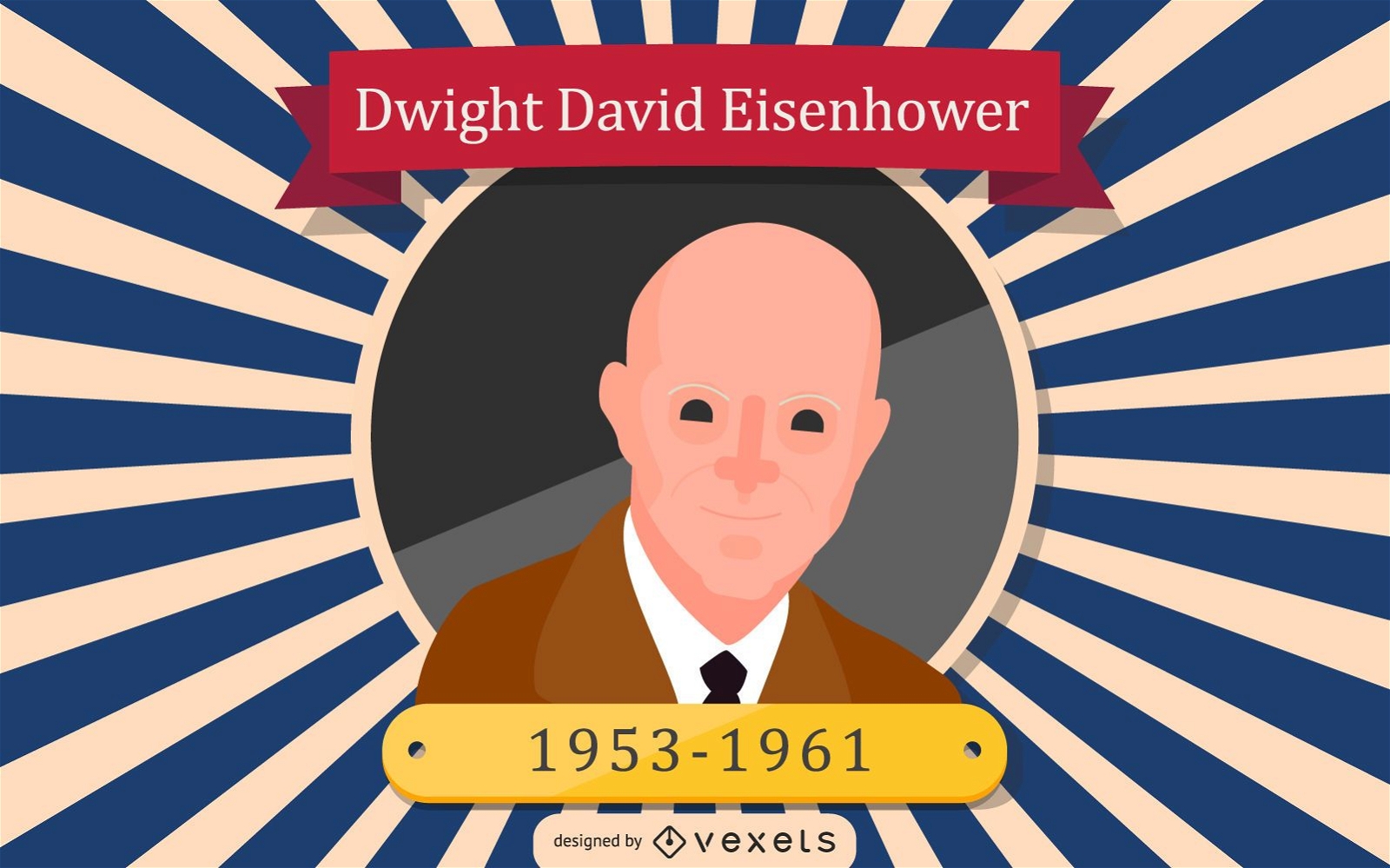 Dwight David Eisenhower Cartoon Illustration