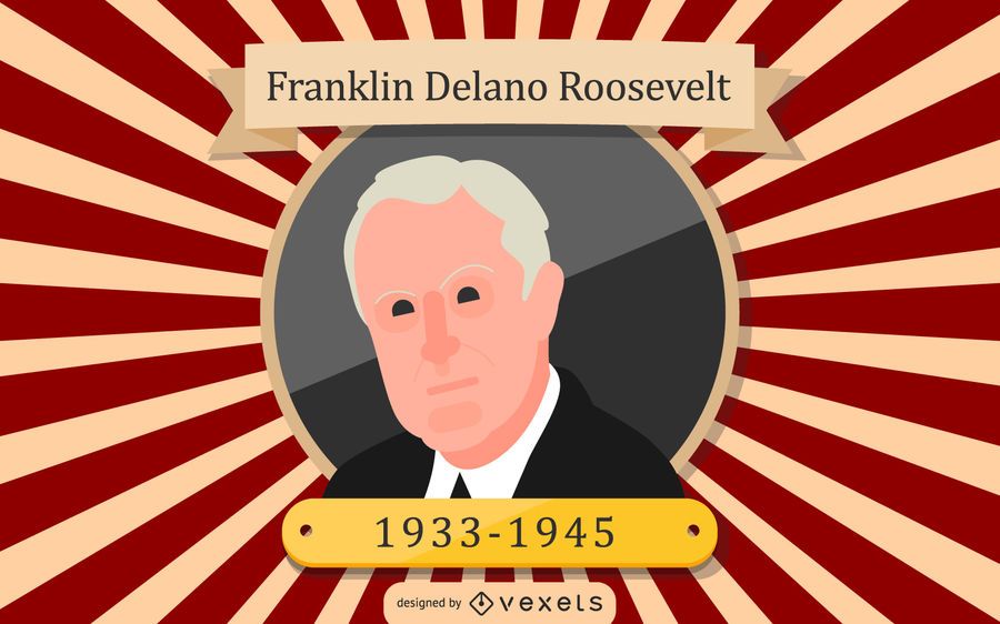 Ilustración de dibujos animados de Franklin Delano Roosevelt Ilustración de dibujos animados de Franklin Delano Roosevelt