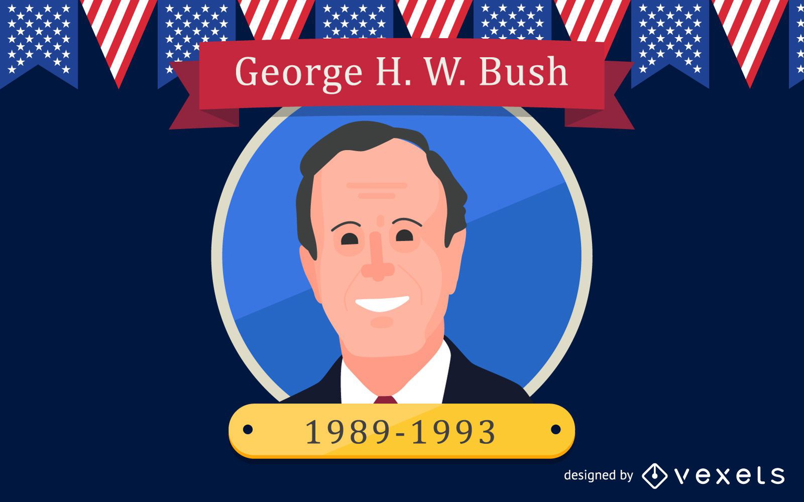 George H.W. Bush Cartoon Illustration