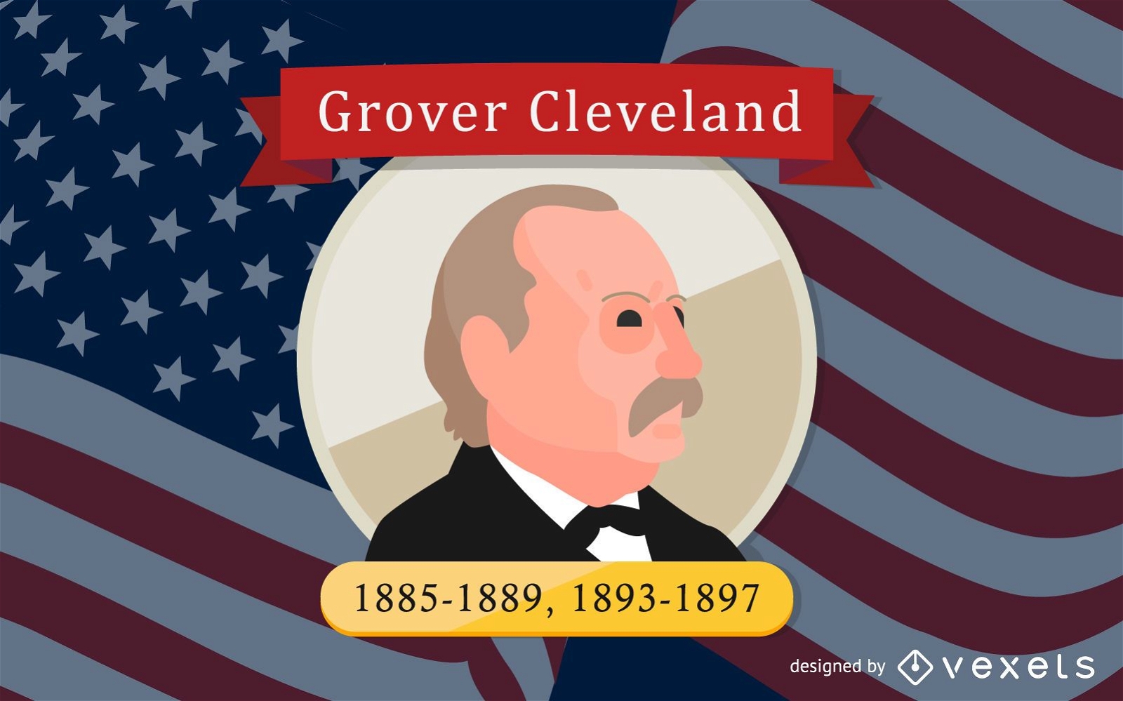 Grover Cleveland Cartoon Illustration 
