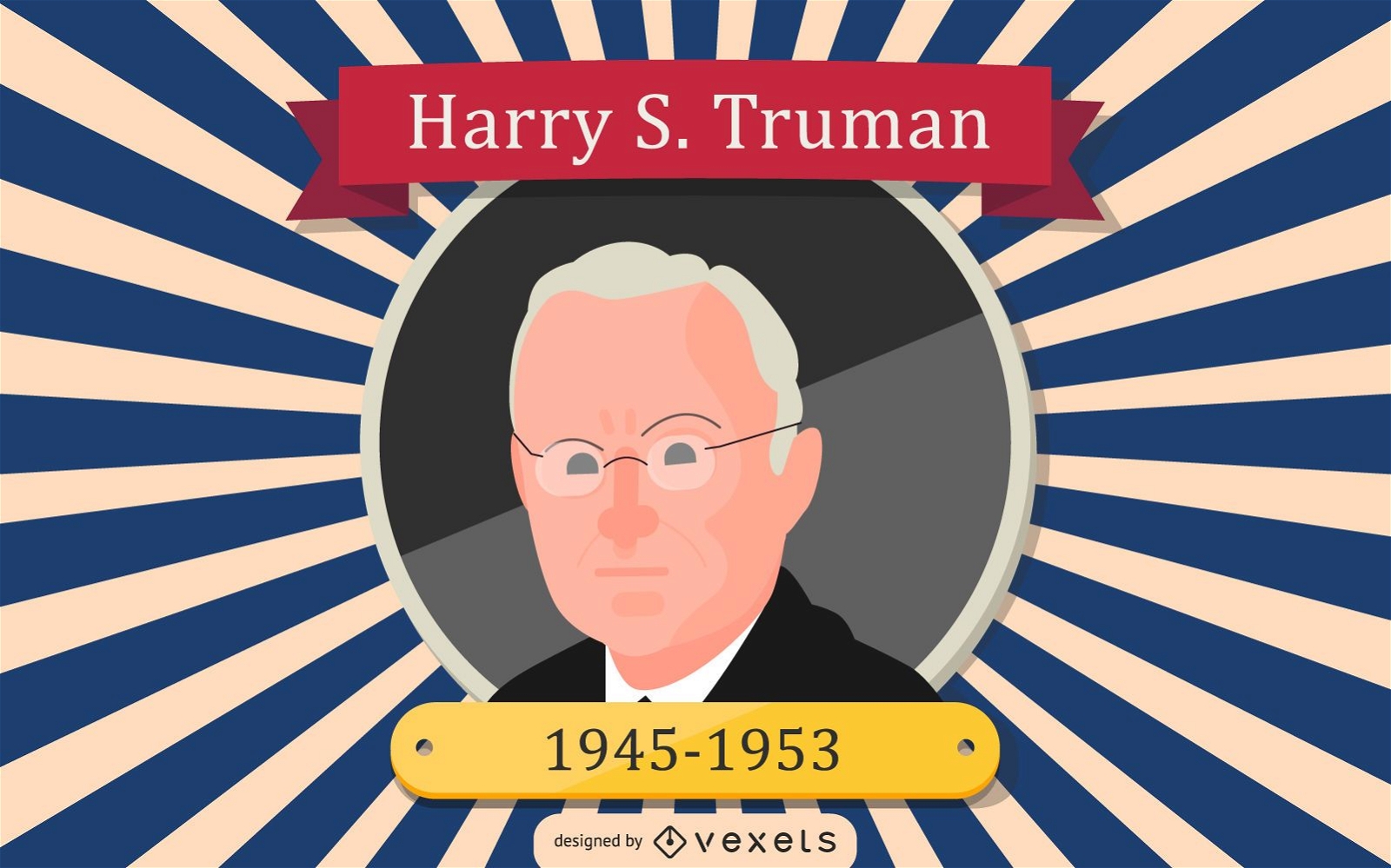 Harry S. Truman Cartoon Illustration 