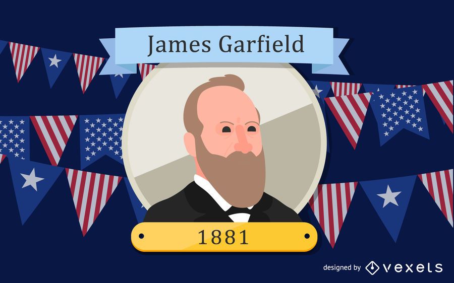 Ilustración de dibujos animados de James Garfield Ilustración de dibujos animados de James Garfield