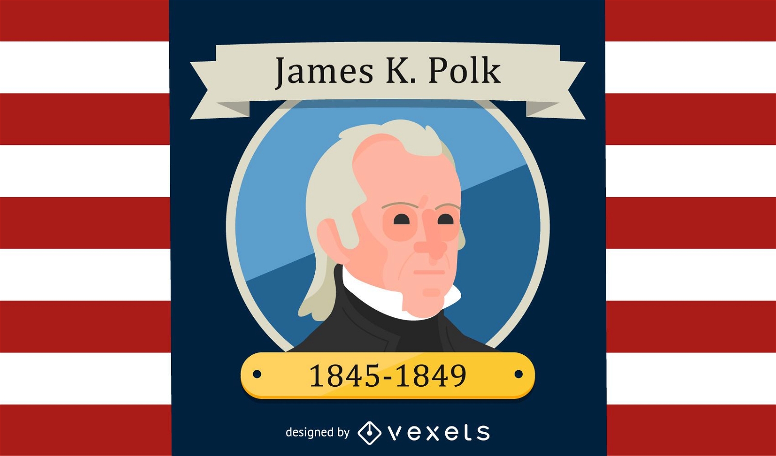 James K. Polk Cartoon Illustration 