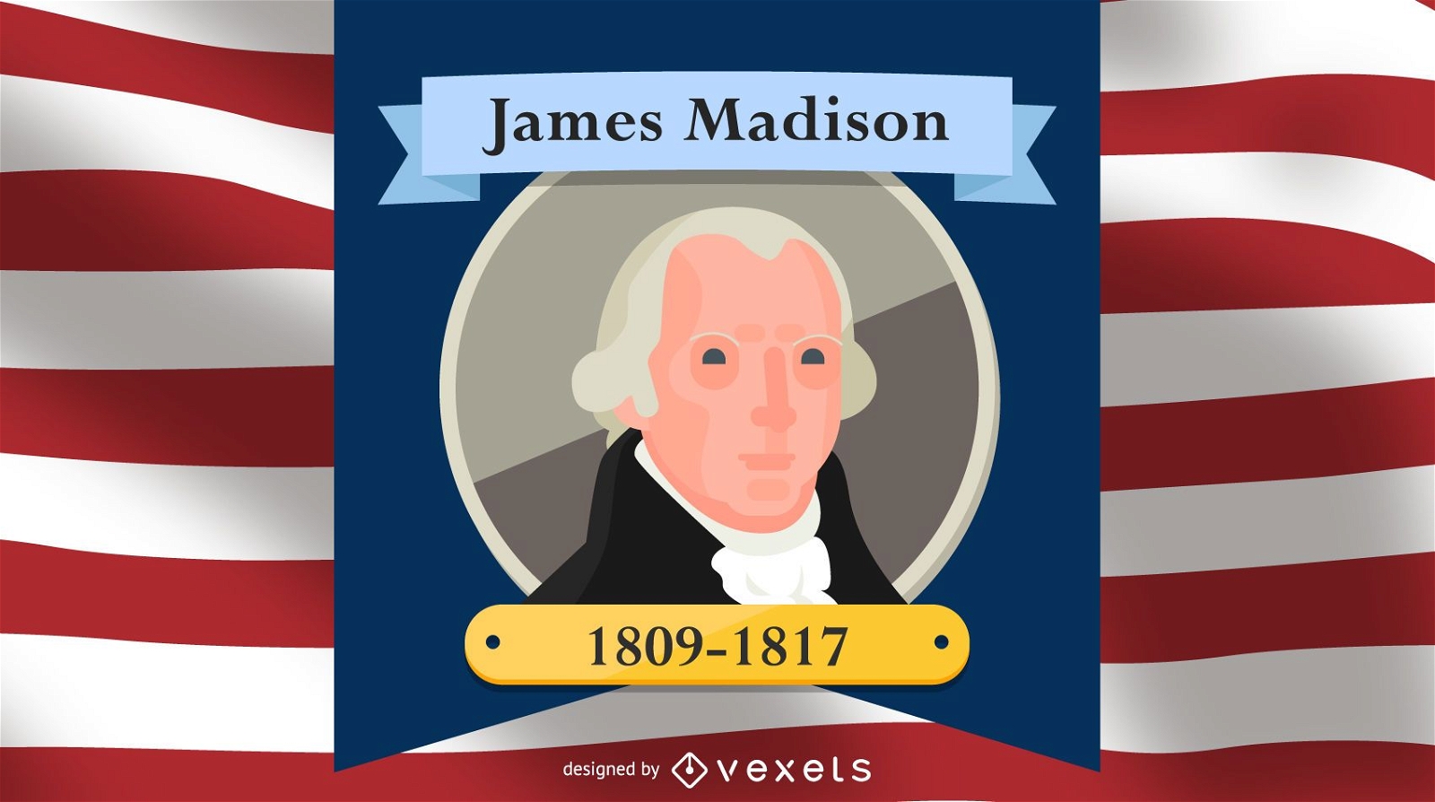 James Madison Cartoon Illustration